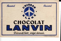 BUVARDS-PUB-LE CHOCOLAT LANVIN-DECOR-L'OISEAU BLANC-13,7 Cm  X 21 Cm - Chocolade En Cacao