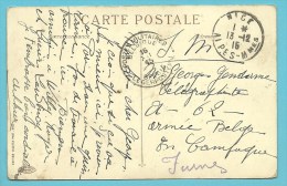 Kaart Met Stempel NICE Op 13/12/15 Naar "Telegraphiste Armee Belge / Furnes" ! Met Stempel PMB - Niet-bezet Gebied