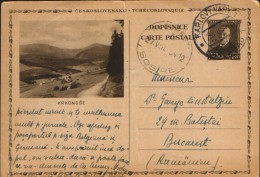 Czechoslovakia- Postal Stationery Postcard 1934 -  Krkonose - Postales