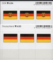 2x3 In Farbe Flaggen-Sticker Deutschland:BRD+DDR 7€ Kennzeichnung Alben Bücher Sammlung LINDNER 630+634 Flags Of Germany - Pixi-Bücher