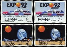 ESPAÑA 1987 - EXPOSICION UNIVERSAL DE SEVILLA - EXPO´92 - Edifil 2875-75A-76-76A - Yverrt 2493-2494-2543-2544 - Astronomùia