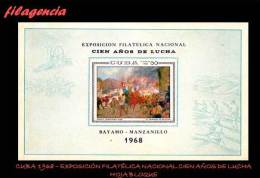 CUBA MINT. 1968-13 EXPOSICIÓN FILATÉLICA CIEN AÑOS DE LUCHA. HOJA BLOQUE - Nuevos