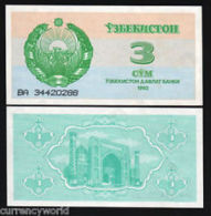 1992 Uzbekistan Banknote 3 Sum UNC - Usbekistan