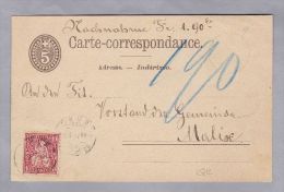 Heimat GR CHUR 1877-01-17 NN-Ganzsache Nach Malix - Storia Postale