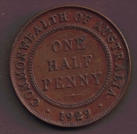 AUSTRALIA HALF PENNY 1/2 PENNY 1929 	King George V 	KM# 22 - ½ Penny