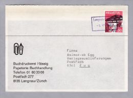 Heimat ZH Langnau-Gattikon 1975-05-05 Bahnstations-Stempel Auf Bücherzettel - Bahnwesen