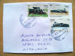 Postal Used Cover Sent  To Lithuania, Transport Train Locomotive 1996 Vapor - Cartas & Documentos