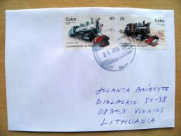 Postal Used Cover Sent  To Lithuania, Transport Train Locomotive 1996 Vapor - Brieven En Documenten