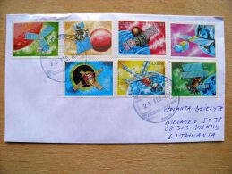 Postal Used Cover Sent  To Lithuania, Space Cosmos Satellite 1988 Sun Planets - Lettres & Documents