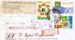PAKISTAN - LETTER REGISTERED TRADE GERMANY BY AIR BEAUTIFUL POSTAGE FRONT AND BACK - Pakistán