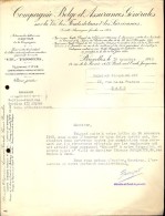 Factuur Facture Brief Lettre  - Compagnie Belge D´assurances Générales - Bruxelles 1943 - 1900 – 1949