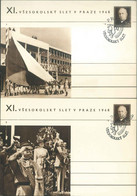 CESKOLOVENSKO 16 POSTCARDS 1,50 Kcs VSESOKOLSKY SLET V PRAZE 1948 'FÊTE DE SOKOLS' 8.7.1948 FDC - MICHEL P102 II - Postcards