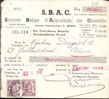 Factuur Facture Brief Lettre  - SBAC - Brussel 1948 - Druck & Papierwaren