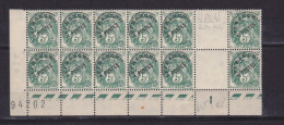 FRANCE PREOB N° 41 5C VERT BLOC DE 12 TIMBRES FILET CASSE   + POSTES TEINTEES NEUF SANS CHARNIERE - Unused Stamps