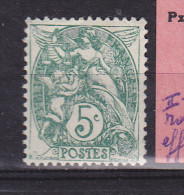 FRANCE PREOB N° 111 5C VERT TYPE BLANC IIA ROSACE DU BAS EFFACE NEUF AVEC CHARNIERE PROPRE - Neufs