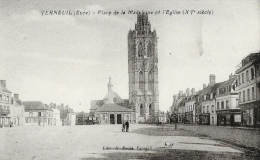 Verneuil (Eure) Place De La Madeleine Et L'Eglise - Edition Librairie G. Boulé - Carte Non Circulée - Verneuil-sur-Avre