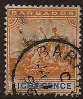 BARBADOS 1892 8d Britannia SG 112 U WT37 - Barbades (...-1966)