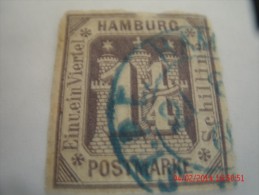 HAMBURG, SCOTT# 24, 1&1/4 S VIOLET, USED - Hambourg