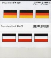 2x3 In Farbe Flaggen-Sticker Deutschland DR+D 7€ Kennzeichnung Alben Bücher Sammlung LINDNER 630+628 Flags Germany Reich - Europe