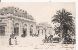 NICE  267 LA GARE  (DILIGENCES  PP) 1904 - Transport (rail) - Station