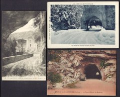 LOT 3 CPA  ANCIENNES- FRANCE- GRANDS GOULETS (26)- LA ROUTE EN HIVER- LE TUNNEL DE SEDERON- LA SORTIE AUX BARAQUES - Les Grands Goulets