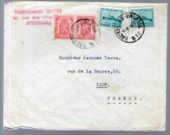 Belgique Lettre Ets Martex CAD Bruxelles 14-08-1956 ? / 4 Tp Pour Mr Locca Lyon - Storia Postale