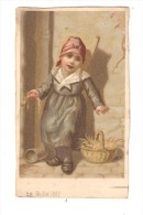 Carte 12,5 / 7 Cm   Dessin Petite Fille Avec Panier & Hotte, Tenant De La Paille ( ? ) à La Main  ( 26 Juillet 1882 ) - Other & Unclassified