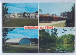 CARTE 4 VUES SUR VERNEUIL-sur-SEINE - LYCEE - CENTRE COMMERCIAL - GYMNASE - LE LAC - Verneuil Sur Seine