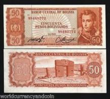 1962 Bolivia 50 Pesos Banknote UNC 1 Piece - Bolivia