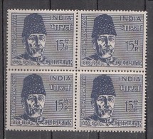 INDIA, 1966,   Maulana Abul Kalam Azad, Scholar And Freedom Fighter, Block Of 4,  MNH, (**) - Neufs