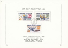 Czechoslovakia / First Day Sheet (1985/21) Praha: Socialist Construction (engineering, Prague Metro, Textile Industry) - Tranvie