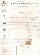 Factuur Facture Brief Lettre  - Vins Emile Sauté Bruxelles 1955 - 1950 - ...