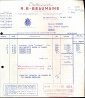 Factuur Facture Brief Lettre  - Vins R.B. Beaumaine Bruxelles 1955 - 1950 - ...