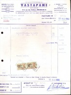 Factuur Facture Brief Lettre  - Vins Wijn Ets Vastapane - Bruxelles 1960 - 1950 - ...