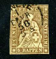 1763 Switzerland 1856 Michel #13 IIBys  Used Scott #25 Black Thread ~Offers Always Welcome!~ - Gebraucht