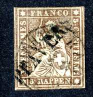 1764 Switzerland 1856 Michel #13 IIBys  Used Scott #25 Black Thread ~Offers Always Welcome!~ - Gebraucht