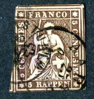 1767 Switzerland 1857 Michel #13 IIByma  Used Scott #36 Green Thread ~Offers Always Welcome!~ - Gebraucht