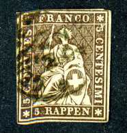 1785 Switzerland 1857 Michel #13 IIByma  Used Scott #36  Green Thread ~Offers Always Welcome!~ - Gebraucht