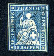1801 Switzerland 1858 Michel #14 IIB  Used  Scott #37  Green Thread~Offers Always Welcome!~ - Gebraucht