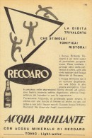 # ACQUA BRILLANTE TONIC WATER RECOARO 1950s Advert Pubblicità Publicitè Reklame Food Drink Mineral Water Eau Agua Wasser - Manifesti