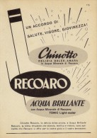 # CHINOTTO - TONIC WATER RECOARO 1950s Advert Pubblicità Publicitè Reklame Food Drink Bibita Bebida Getrank Boisson - Afiches