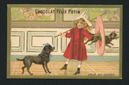Chocolat Félix Potin, Vin De Bugeaud, Lith. Champenois TM3-107, Fillette Avec Chiens, Jeux De Cirque - Félix Potin
