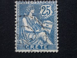 CRETE  ( O )  De  1902 / 1903    "   Colonies Françaises - Type  Mouchon   "      N° 9       1 Val . - Usados