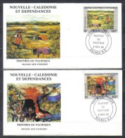 New Caledonia FDC Mi 748-749 Local Paintings  1984 Unused - Lettres & Documents