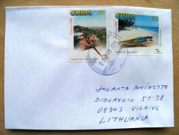 Postal Used Cover Sent  To Lithuania, 1998 Fauna Lizard Landscape Chamaleon Lagartos - Lettres & Documents