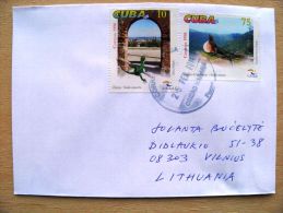 Postal Used Cover Sent  To Lithuania, 1998 Fauna Lizard Landscape  Lagartos - Brieven En Documenten