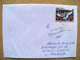 Postal Used Cover Sent  To Lithuania, 2011 Fauna Birds Oiseaux Pigeon Dove Flags - Cartas & Documentos