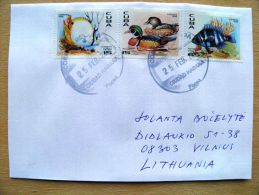 Postal Used Cover Sent  To Lithuania,  Fauna Animal Birds Ducks Fishes - Briefe U. Dokumente