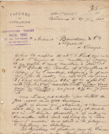 Courrier Adressé De  Agullana Via Bordeaux Par Raoul Finat à Mrs Bourdeau & Cie, Négociant Et Liquoriste à Limoges. - 1800 – 1899