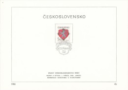 Czechoslovakia / First Day Sheet (1986/04b) Vodnany: Coat Of Arms Czechoslovak Cities - Vodnany (lion) - Other & Unclassified